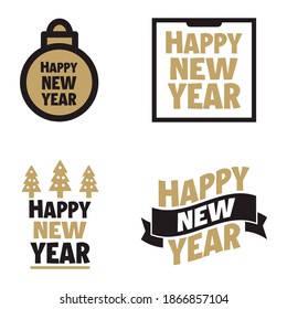 Set, collection Happy New Year 2021, simple lettering typographies, gifts or invitational card, invitation, decorated can be used on websites, invitational cards, visit cards, promotions EPS Vector