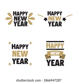 Set, collection Happy New Year 2021, simple lettering typographies, gifts or invitational card, invitation, decorated can be used on websites, invitational cards, visit cards, promotions EPS Vector