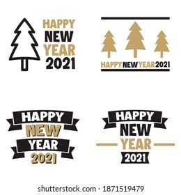 Set, collection Happy New Year 2021, simple lettering typographies, gifts or invitational card, invitation, decorated can be used on websites, invitational cards, visit cards, promotions EPS Vector