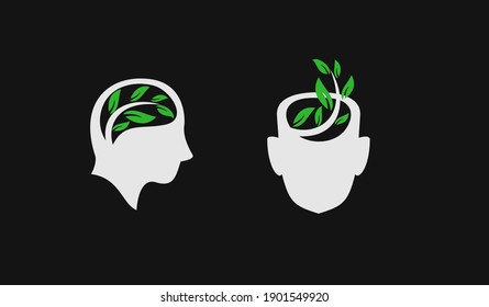 Set-Kollektionskopf-Seite mit grünem Blattlogo, Design-Illustration