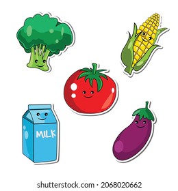 set collection healthy food vegetable