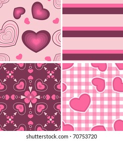 Set (collection) of heart seamless background for Valentine's Day. Vector illustration in format eps 10. Individual swatch so you can use in Illustrator.