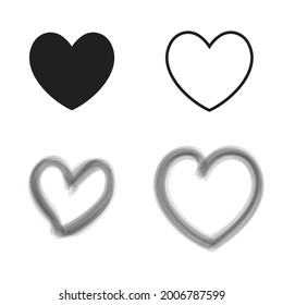 set collection heart vector love icon