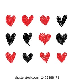 Set collection of hearts, Love designs for valentines day. set of unique hand drawn hearts. doodle of heart set for valentine's day