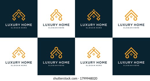 conjunto de colección home icon building, home, inmueble, inmueble, inmueble. plantilla mínima de diseño de logotipo.