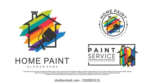 Set collection home painting logo design with brush element and creative color Premium Vector