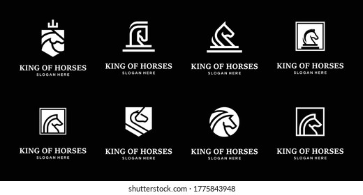 set collection horse logo design and business card inspiration luxury premium.
