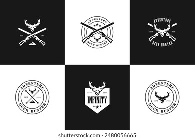 Set collection hunting deer logo design vector illustration template idea