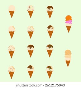Set of collection ice cream cone Illustration 
