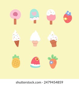 set of collection ice cream vector IIlustration elements