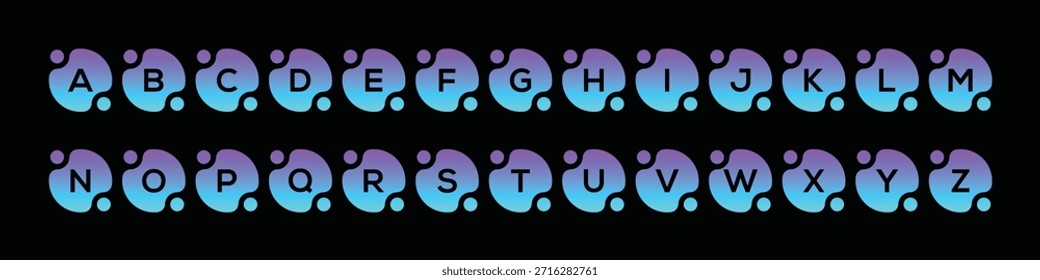 Satz von Sammlung Symbol, Anfangsbuchstabe A bis Z Alphabet Technologie Internet-Computer-Netzwerk Business-Logo-Design, Kreis-Technologie-Bündel-Satz Symbol Grafik-Vektor