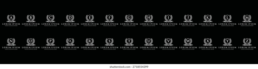 conjunto de ícone de coleção, letra inicial A a Z advogado escritório de advocacia design logotipo, distintivo olheiro legal bundle conjunto gráfico ícone vetor modelo