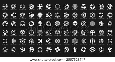 set of collection icon, initial letter O technology business logo design, bundle set icon graphic vector
