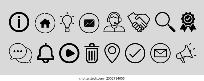 Set of collection icons Business icons silhouette vector style with white background