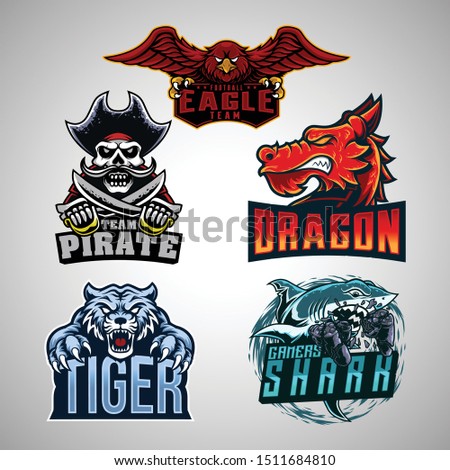 Set collection illustration mascot logo with cartoon style and text. vector