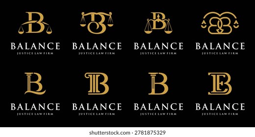 Set of collection initial letter B justice law firm logo design
