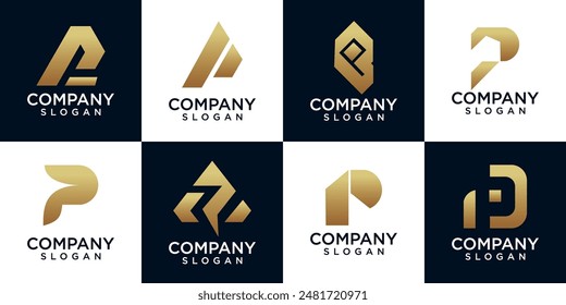 Set of collection initial letter P logo template. icons for business of fashion, sport, automotive, technology digital.