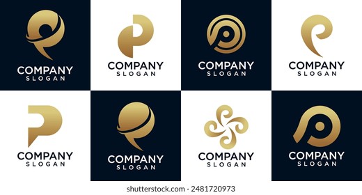 Set of collection initial letter P logo template. icons for business of fashion, sport, automotive, technology digital.