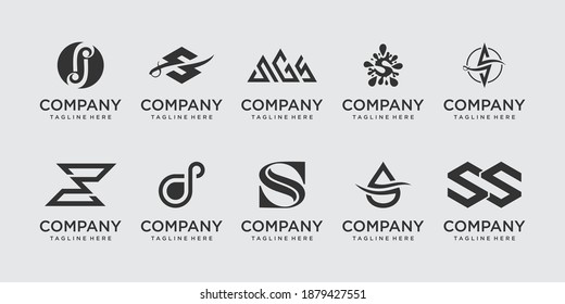 Set of collection initial letter S SS logo template. icons for business of fashion, sport, food and drink.