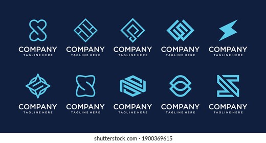 Set of collection initial letter S SS logo template. icons for business of fashion, sport.
