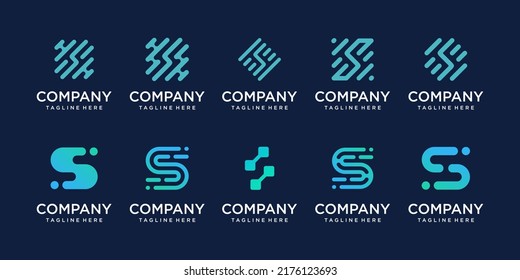 Set of collection initial letter S SS logo template. icons for business of fashion, sport, automotive, technology digital.