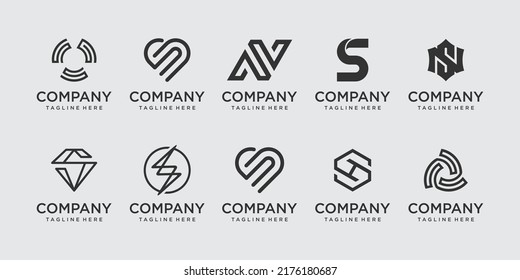 Set of collection initial letter S SS logo template. icons for business of fashion, sport, technology.