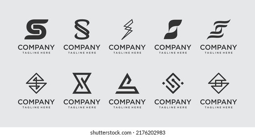 Set of collection initial letter S SS logo template. icons for business of fashion, sport, automotive.