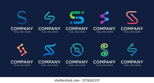 Set of collection initial letter S SS logo template. icons for business of fashion, sport, automotive, technology digital.