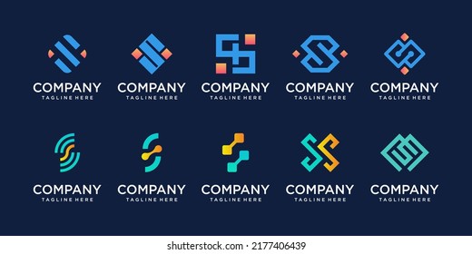 Set of collection initial letter S SS logo template. icons for business of fashion, digital, technology.