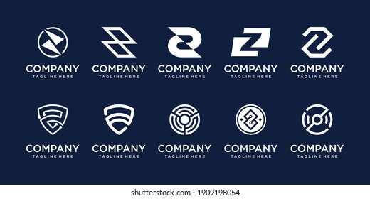 Set of collection initial letter Z logo template. icons for business of fashion, sport, automotive.