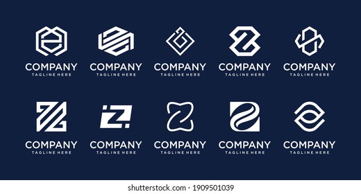 Conjunto de la plantilla de logotipo de la letra inicial Z de la colección. íconos para negocios de moda, deporte, tecnología.