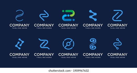Set of collection initial letter Z logo template. icons for business of fashion, sport, automotive, technology digital.