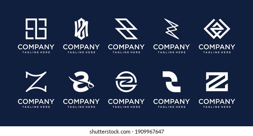 Conjunto de la plantilla de logotipo de la letra inicial Z de la colección. íconos para negocios de moda, deporte, madera.