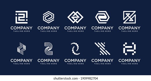 Set of collection initial letter Z logo template. icons for business of fashion, digital, technology.