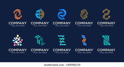 Set of collection initial letter Z logo template. icons for business of fashion, sport, automotive, technology digital.