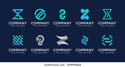 Set of collection initial letter Z logo template. icons for business of fashion, digital, technology.