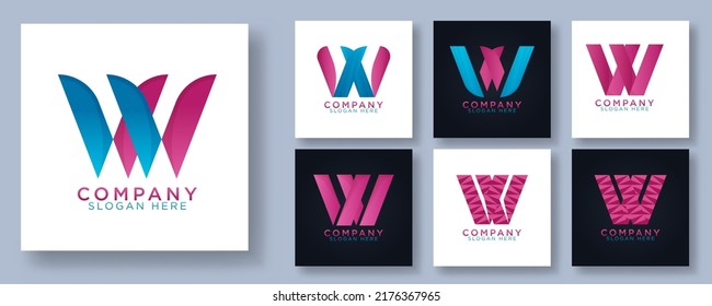 Set Collection Of initial monogram letter M logo design vector illustration