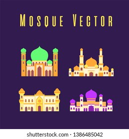 set or collection of islamic mosque isolated flat design with pastel colorful,vector illustration mosque for ramadan kareem and eid mubarak