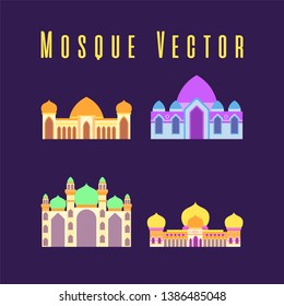 set or collection of islamic mosque isolated flat design with pastel colorful,vector illustration mosque for ramadan kareem and eid mubarak