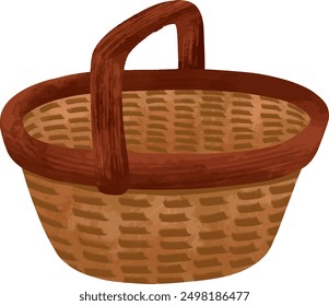 set collection of item object for autumn season, picnic basket, apple pie, jar of berry jam vector illustration on white