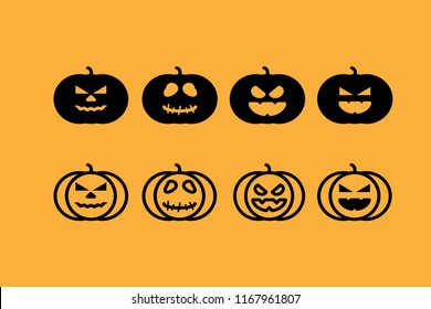 Set collection Jack O Lantern Halloween Icon in outline and glyph style 