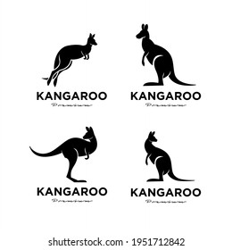 set collection kangaroo wallaby logo vector icon premium illustration