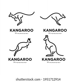 set collection kangaroo wallaby logo vector icon premium illustration