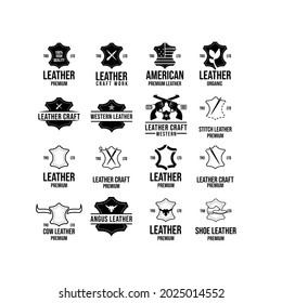 set collection leather craft logo icon design vector illustration - Shutterstock ID 2025014552