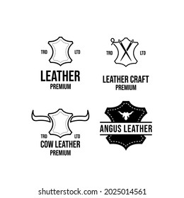 set collection leather craft logo icon design vector illustration