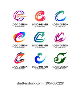 plantilla de diseño de logotipo de carta de colección C

