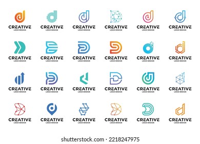 Set of collection letter D logo design templates. Abstract initial letters D symbol logo vector.