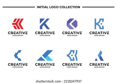 Set of collection letter K logo design templates. Abstract initial letters K symbol logo vector.