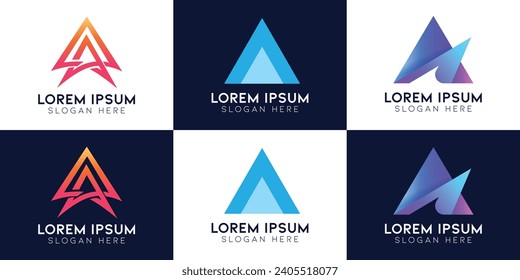 Conjunto de colección de diseños de logotipo Carta A, logotipos comerciales