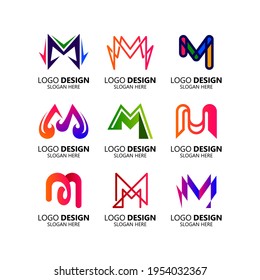 set collection letter M logo design template